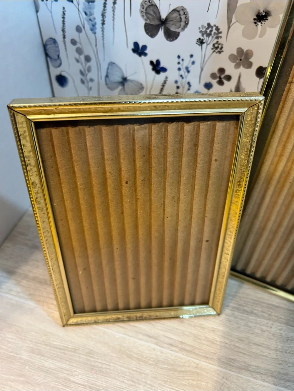 Vintage Gold Brass Picture Frame Lot of 2 - 8x10 Tabletop Easel Back MCM